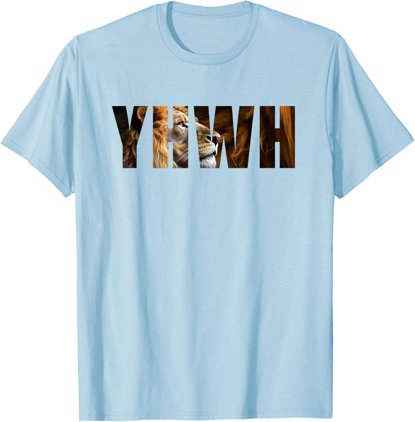 YHWH Lion of Judah: Tetragrammaton Hebrew Name of GOD Yahweh T-Shirt - T-Shirt | Light Blue