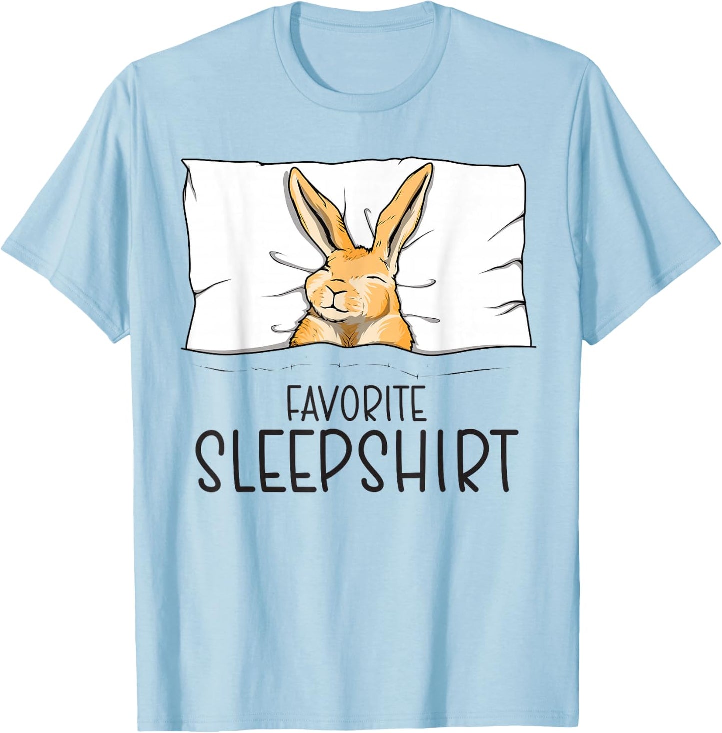 Favorite Sleepshirt, Napping Rabbit Pajama T-Shirt - T-Shirt | Light Blue