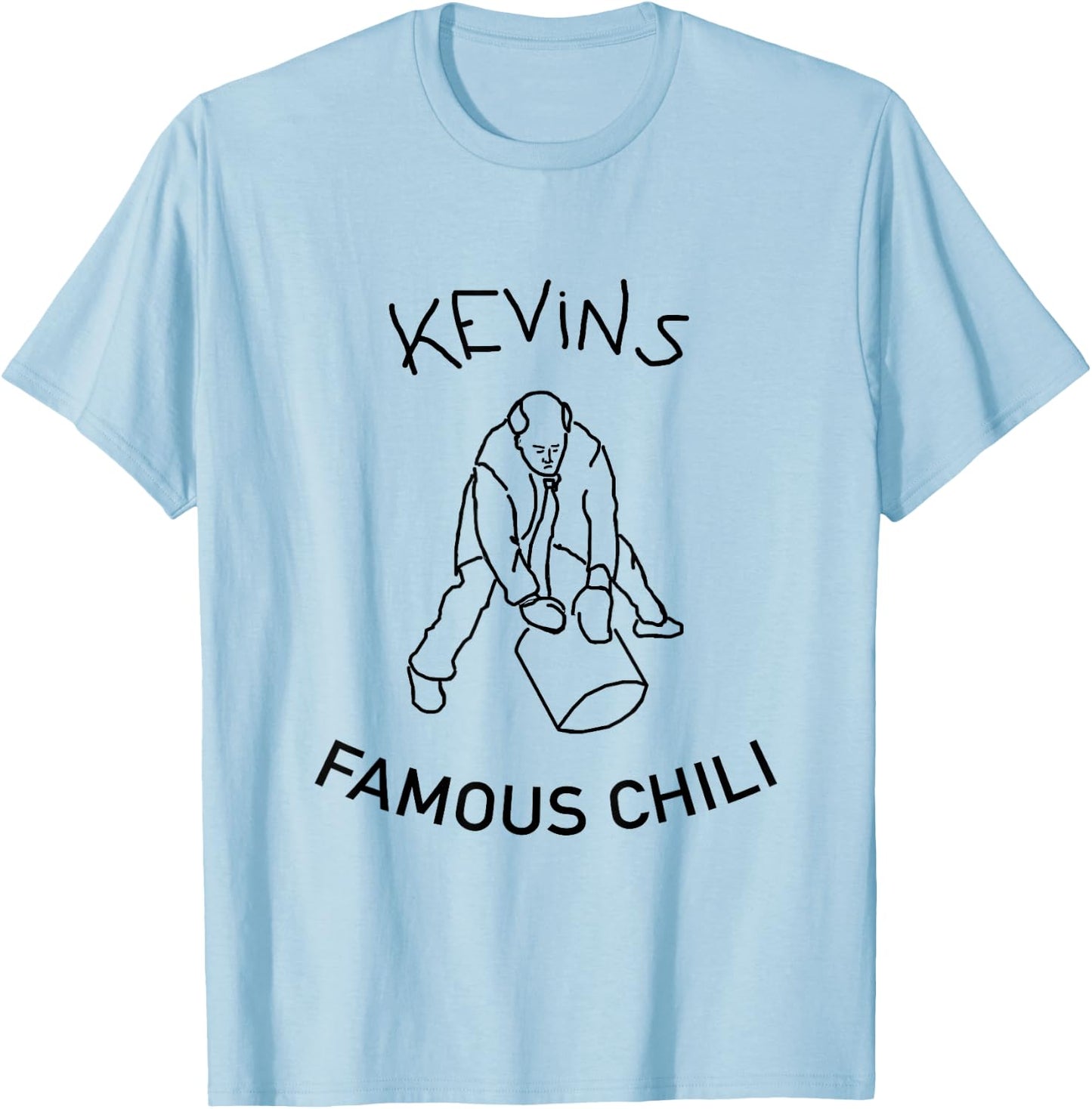 RyDesign -Adults White Cotton Blend Small The Office Kevin Chili T-Shirt - T-Shirt | Light Blue