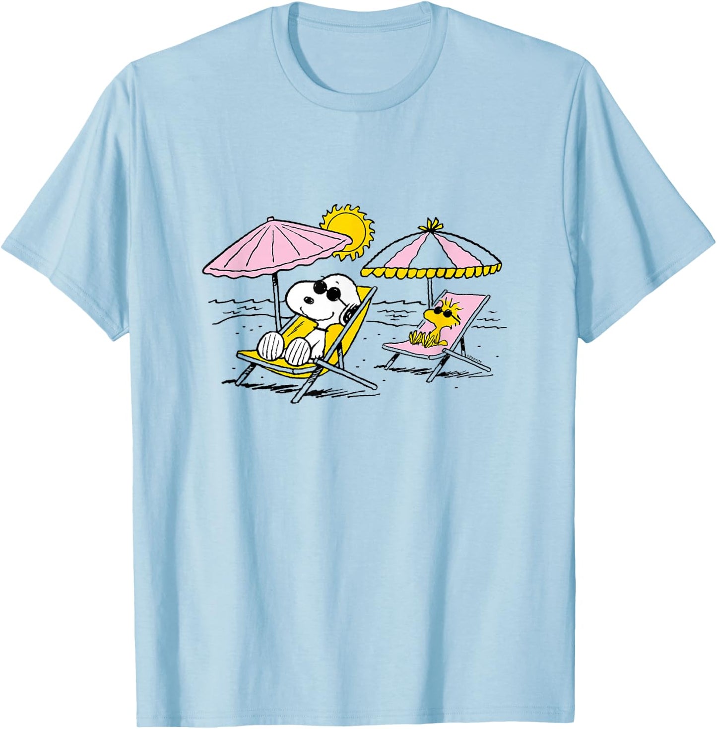 Peanuts - Snoopy & Woodstock Beach T-Shirt - T-Shirt | Light Blue
