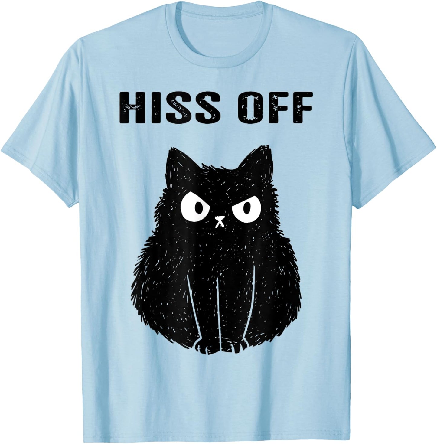Black Cat Hiss Off T-Shirt - T-Shirt | Light Blue