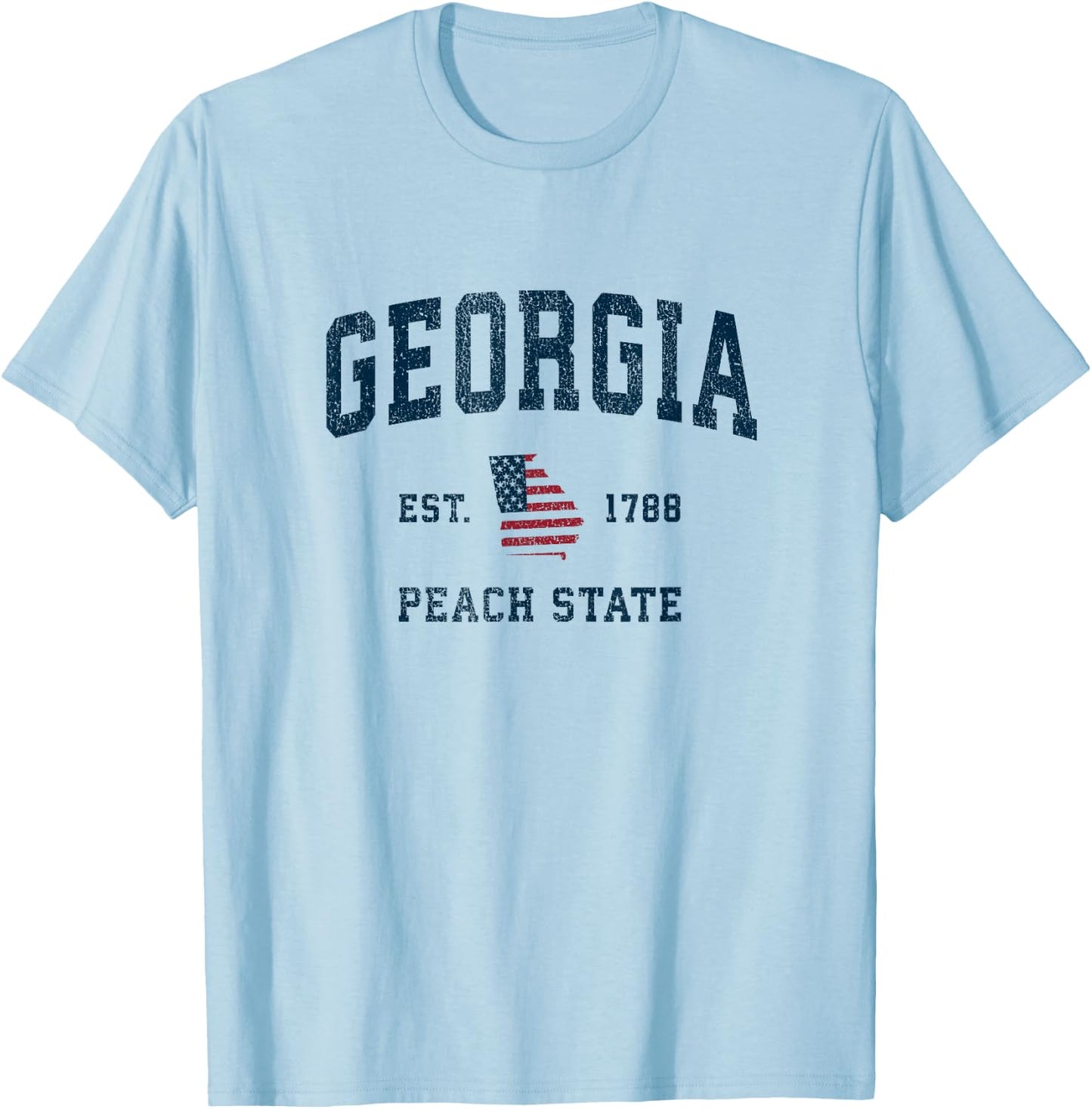 Georgia Vintage American Flag USA Sports Design T-Shirt - T-Shirt | Light Blue