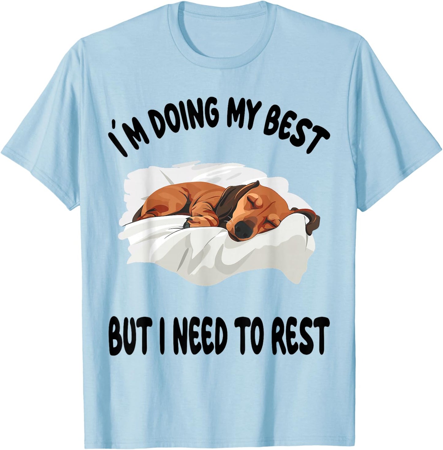 Dachshund Doxie Dog Pajamas Nightgown Sleeping Napping T-Shirt - T-Shirt | Light Blue