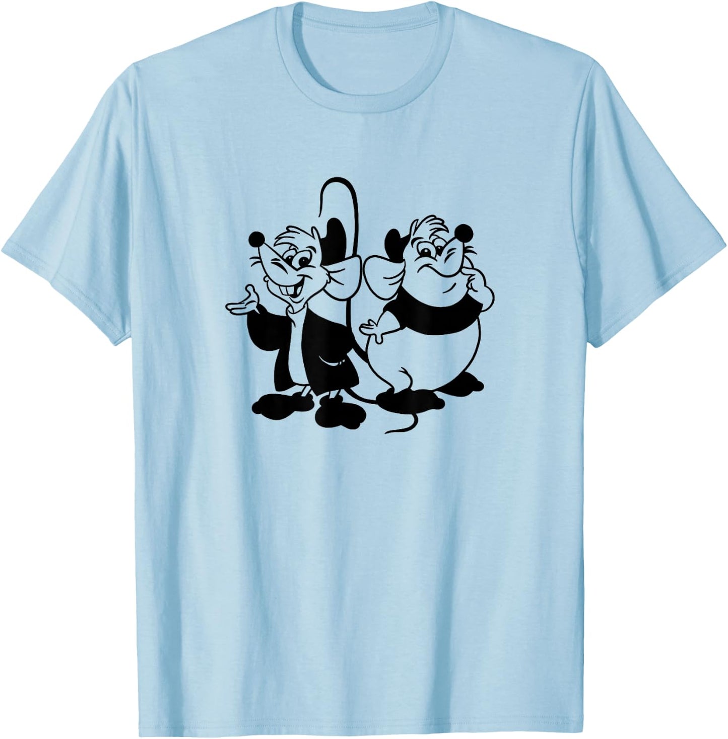 Disney Cinderella Jaq & Gus Simple Black Outline T-Shirt - T-Shirt | Light Blue