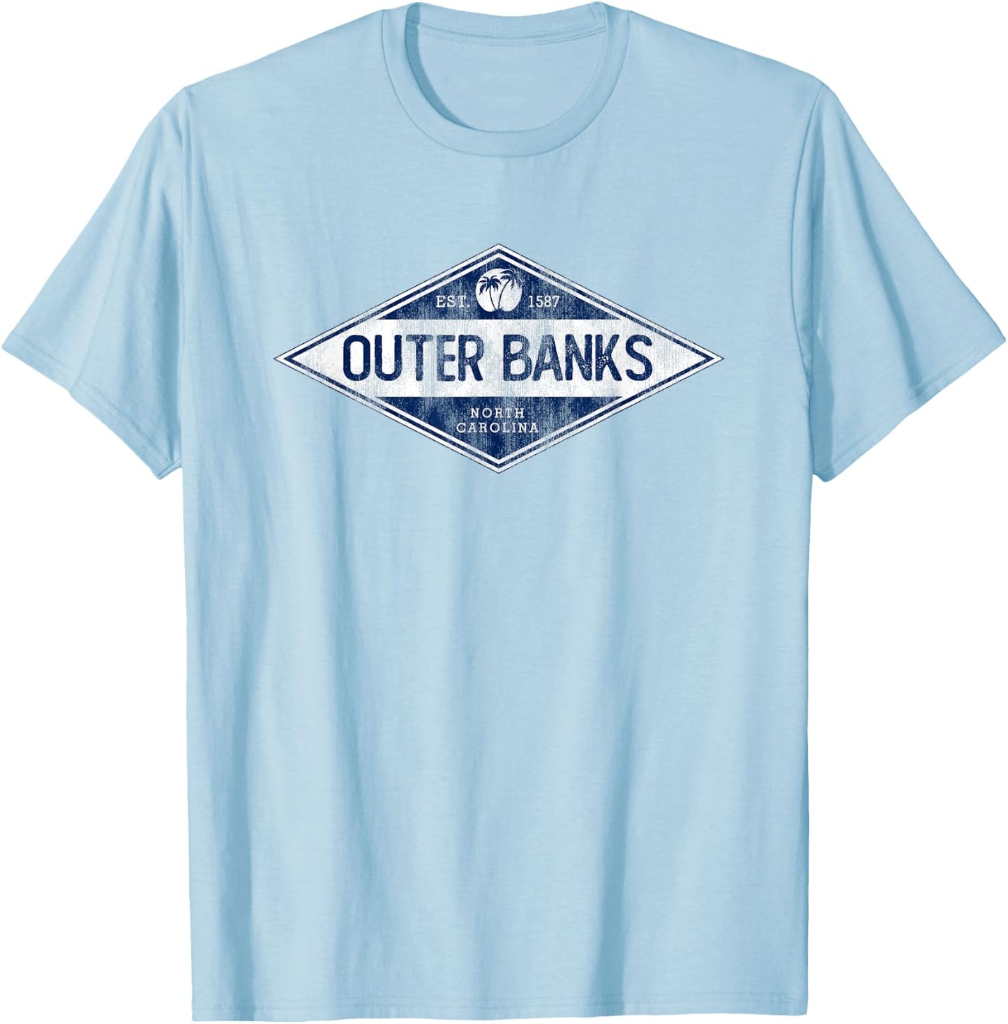 Vintage Outer Banks OBX North Carolina Retro Badge Souvenir T-Shirt - T-Shirt | Light Blue