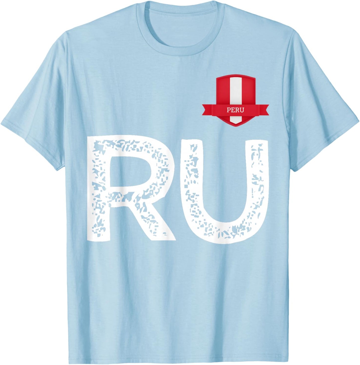Peru Human-Flag Letter R and U Peru T-Shirt - T-Shirt | Light Blue