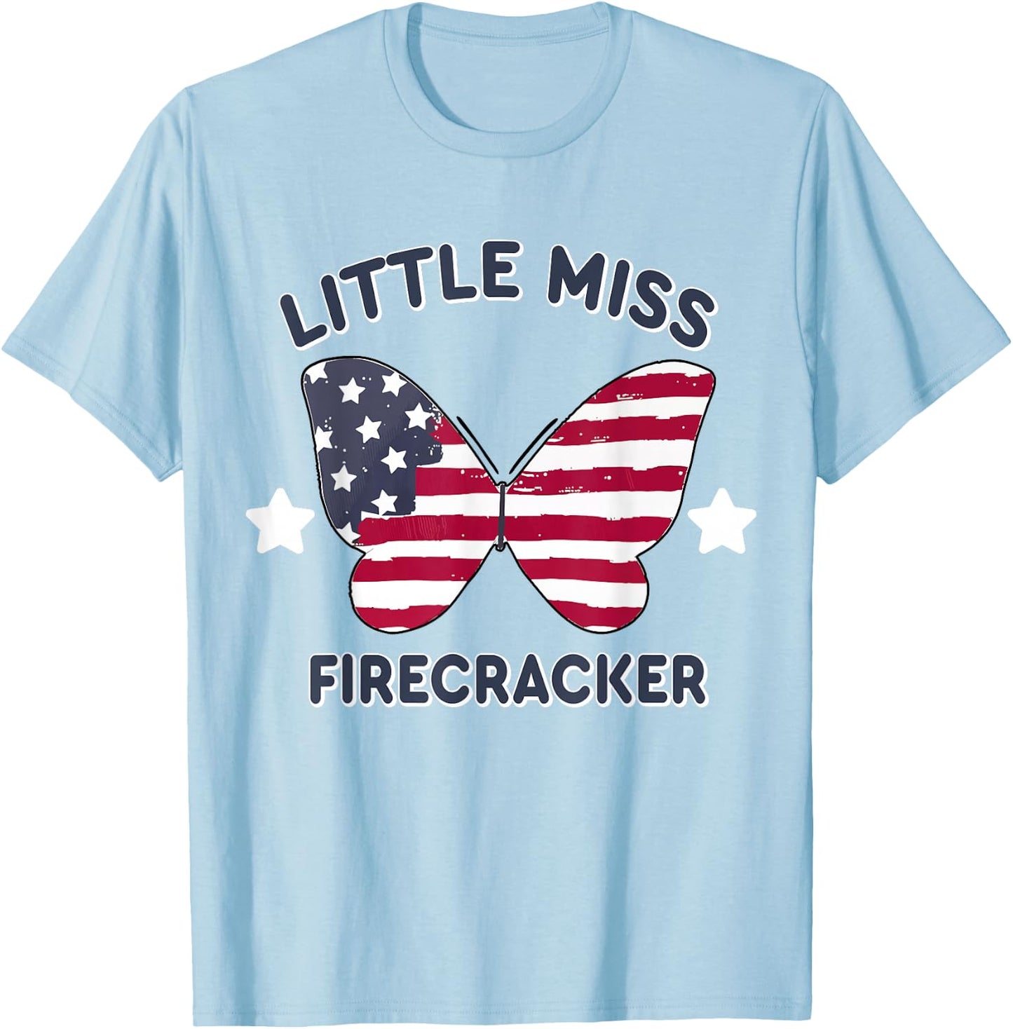 USA Flag Little Miss Firecracker 4th July Women Toddler Girl T-Shirt - T-Shirt | Light Blue