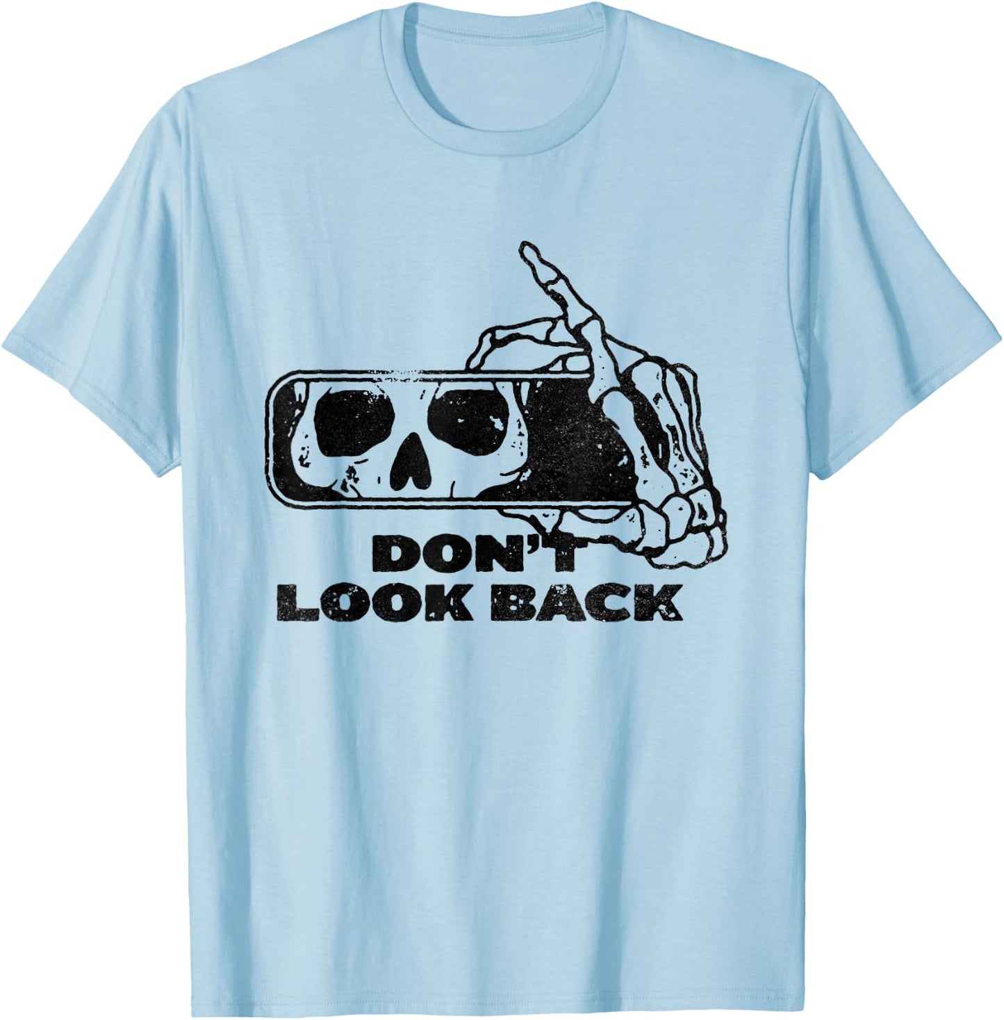 Don't Look Back Skeleton Car Mirror Transparent Halloween T-Shirt - T-Shirt | Light Blue