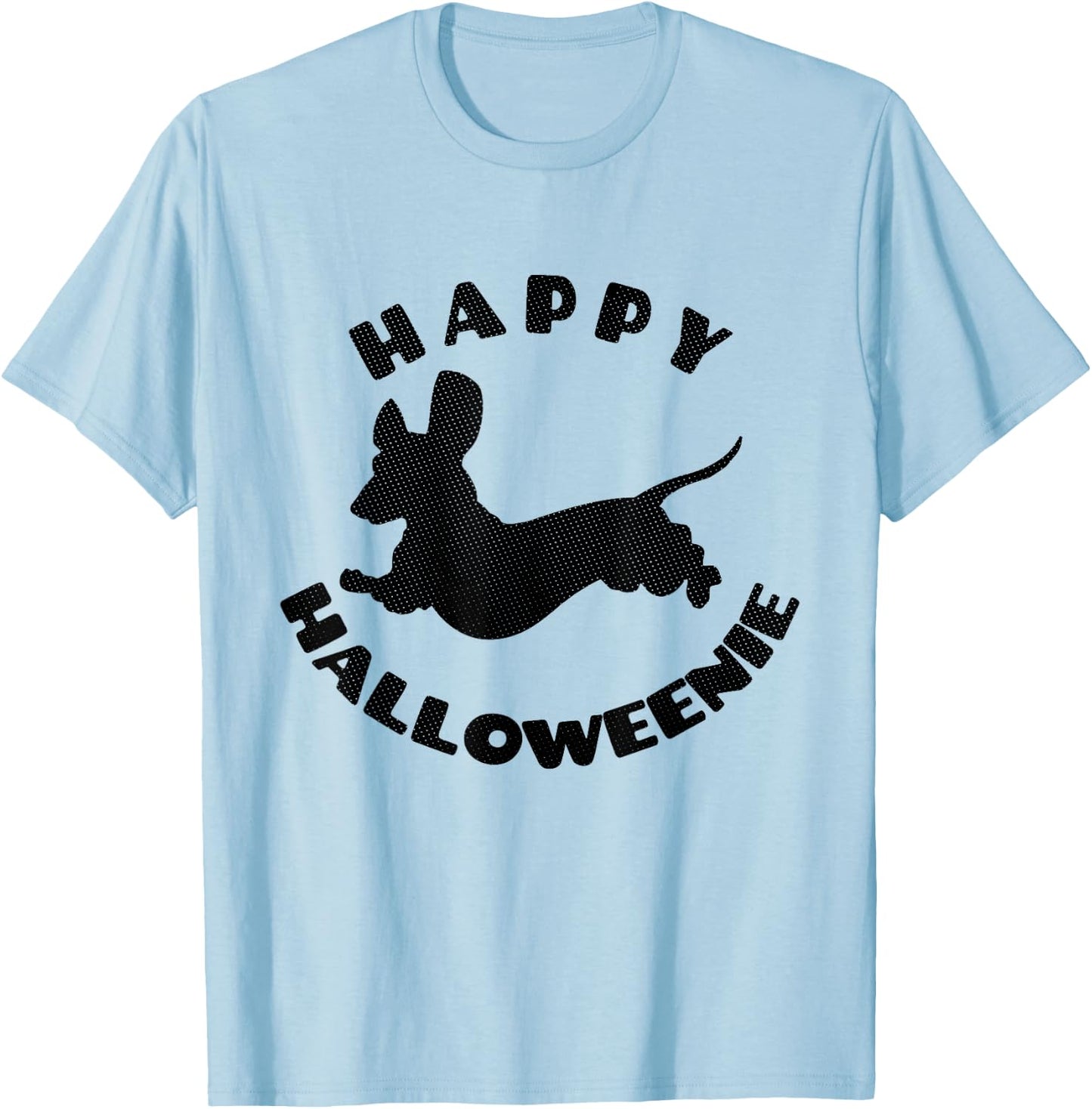 Happy Halloweenie - Funny Dachshund Dog Halloween Pun T-Shirt - T-Shirt | Light Blue