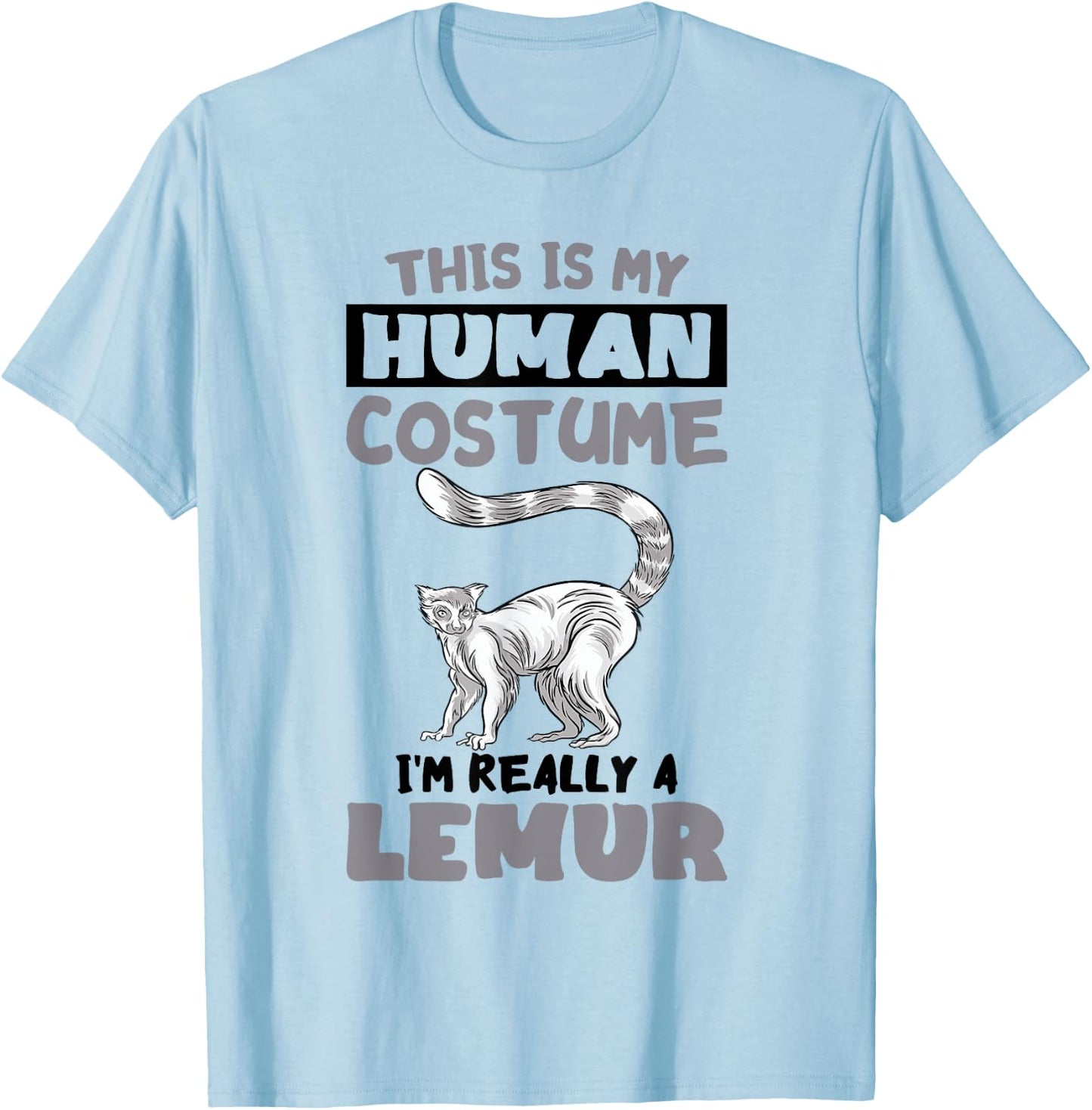 Human Costume Madagascar Animal Cute Lemur Monkey Lemur T-Shirt - T-Shirt | Light Blue