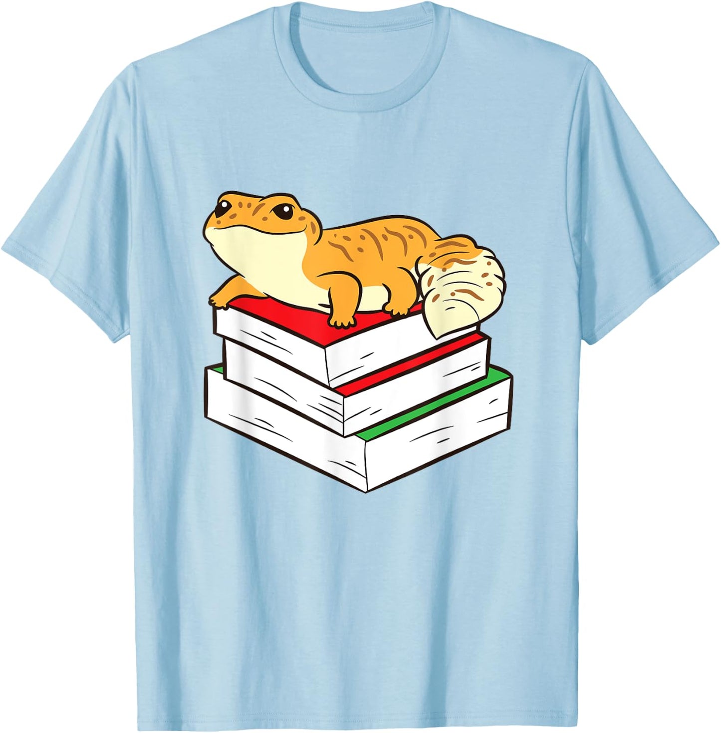 Leopard Gecko Sleeping On Books Reading And Geckos T-Shirt - T-Shirt | Light Blue