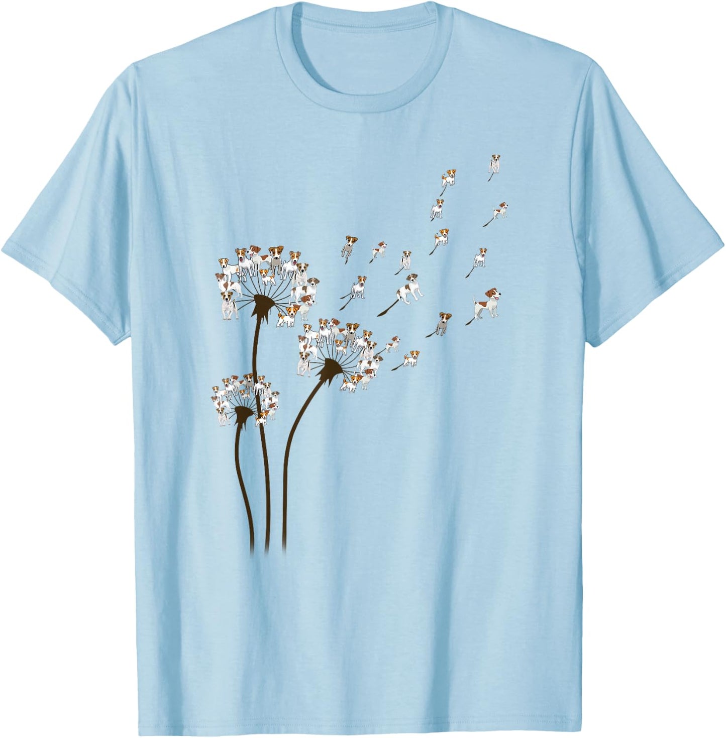 Jack Russell Terrier Dandelion Flower Funny Dog Lovers T-Shirt - T-Shirt | Light Blue