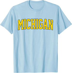 Vintage Michigan Blue Men Women Retro Michigan T-Shirt - T-Shirt | Light Blue