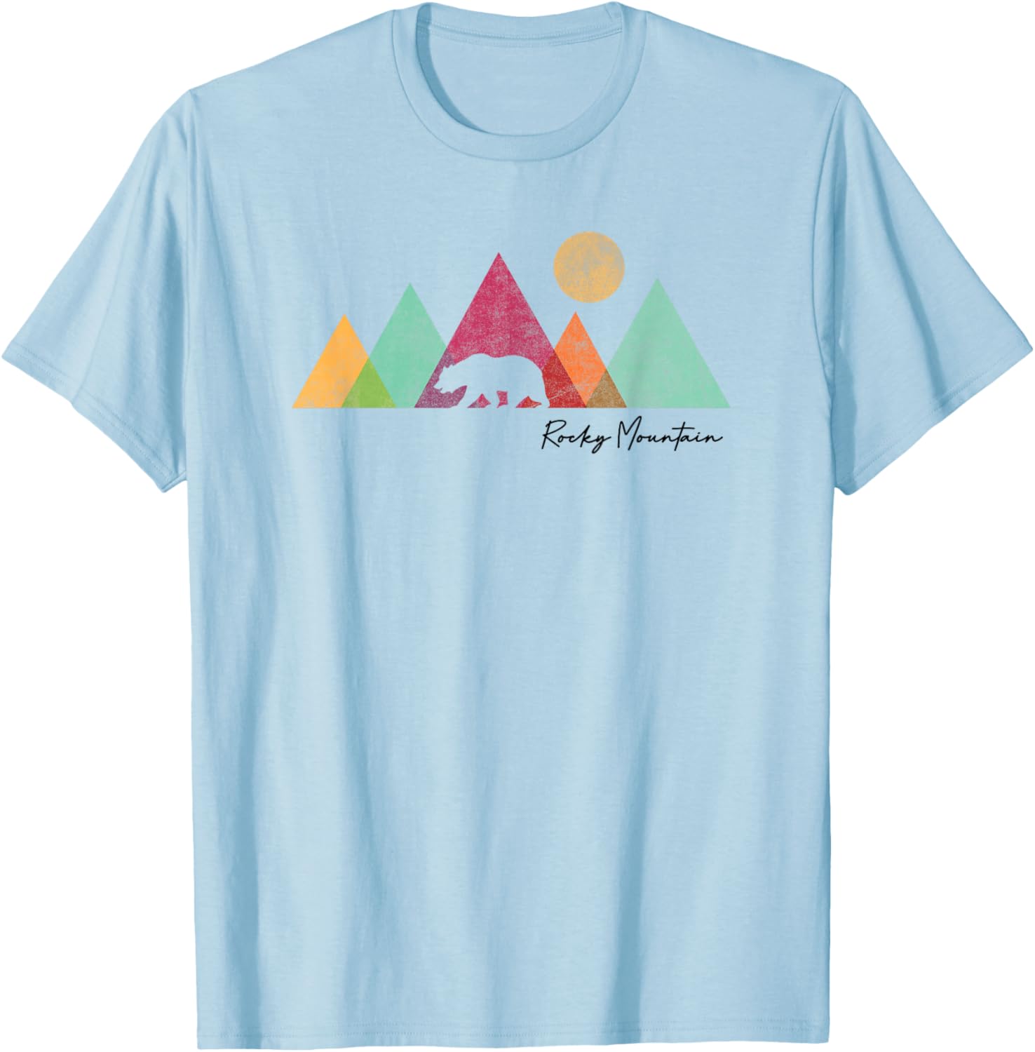 Rocky Mountains National Park Colorado Souvenir Bear Graphic T-Shirt - T-Shirt | Light Blue