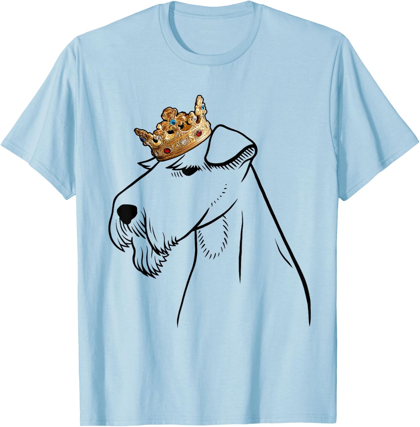 Welsh Terrier Dog Wearing Crown T-Shirt - T-Shirt | Light Blue