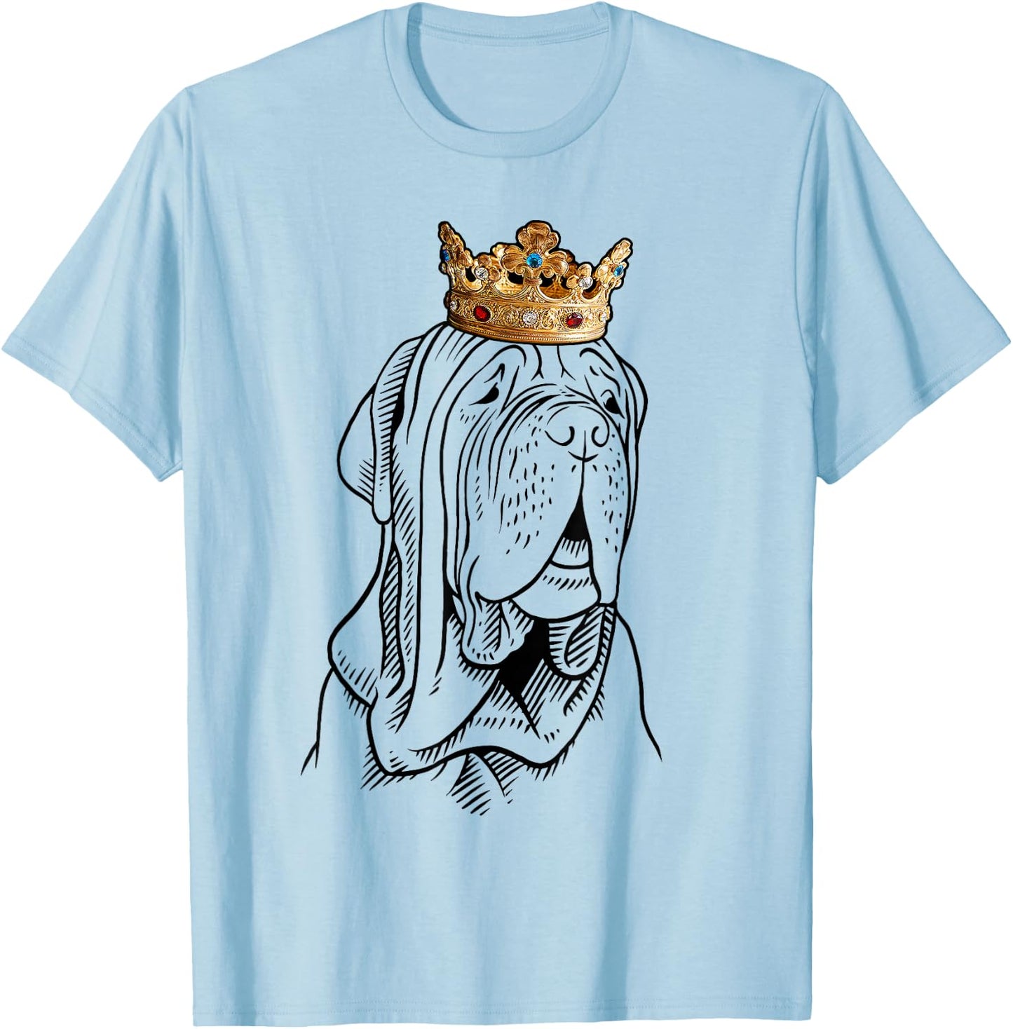 Neapolitan mastiff dog wears a crown T-Shirt - T-Shirt | Light Blue
