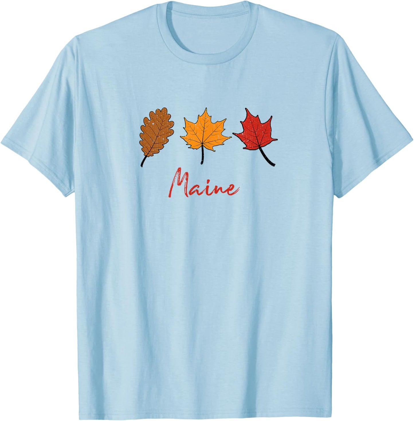 Maine Fall Foliage Autumn Leaf Peeping Oak Maple Leaves T-Shirt - T-Shirt | Light Blue
