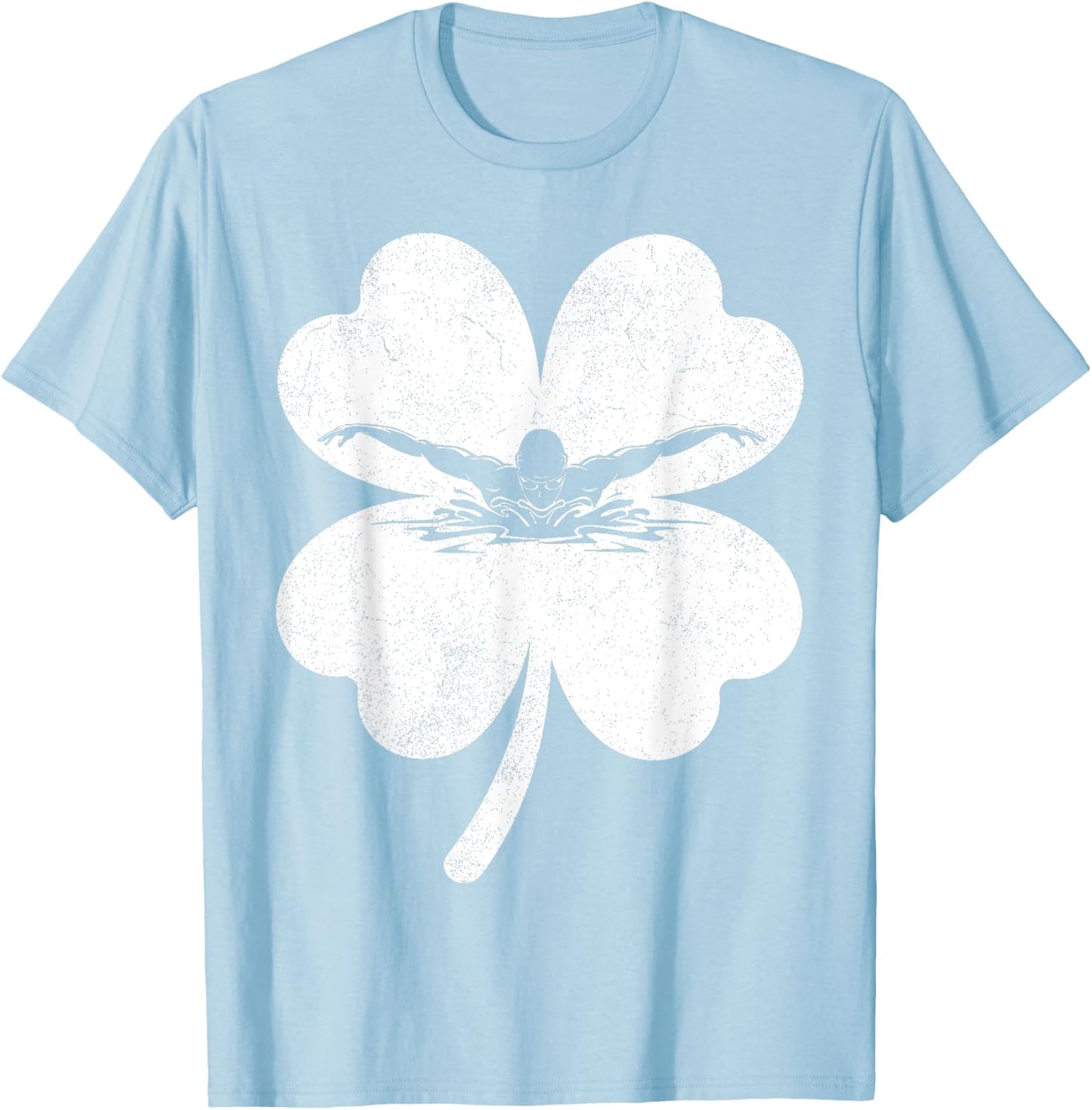 Swimming St Patrick Day Lucky Shamrock Swimmer Boys Girls T-Shirt - T-Shirt | Light Blue