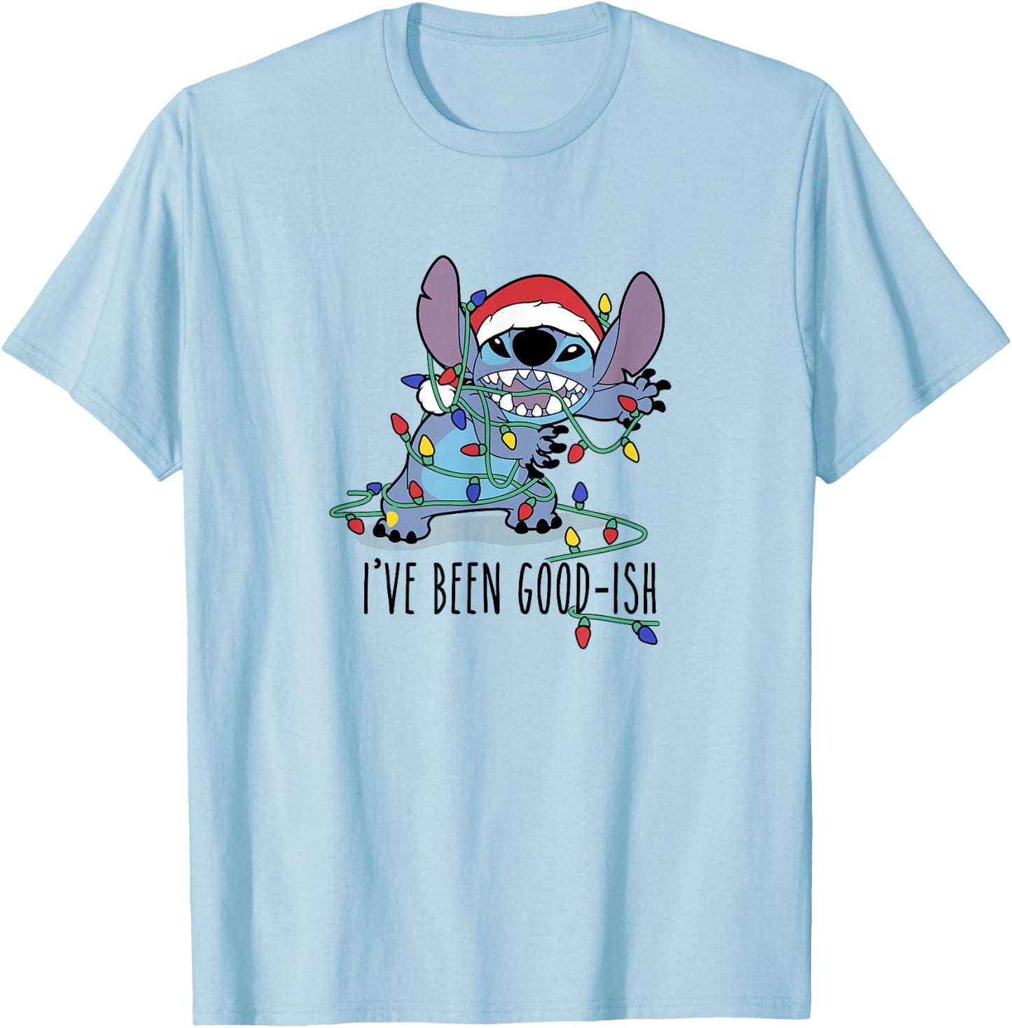 Disney Lilo & Stitch Christmas Stitch I've Been Good-Ish T-Shirt - T-Shirt | Light Blue