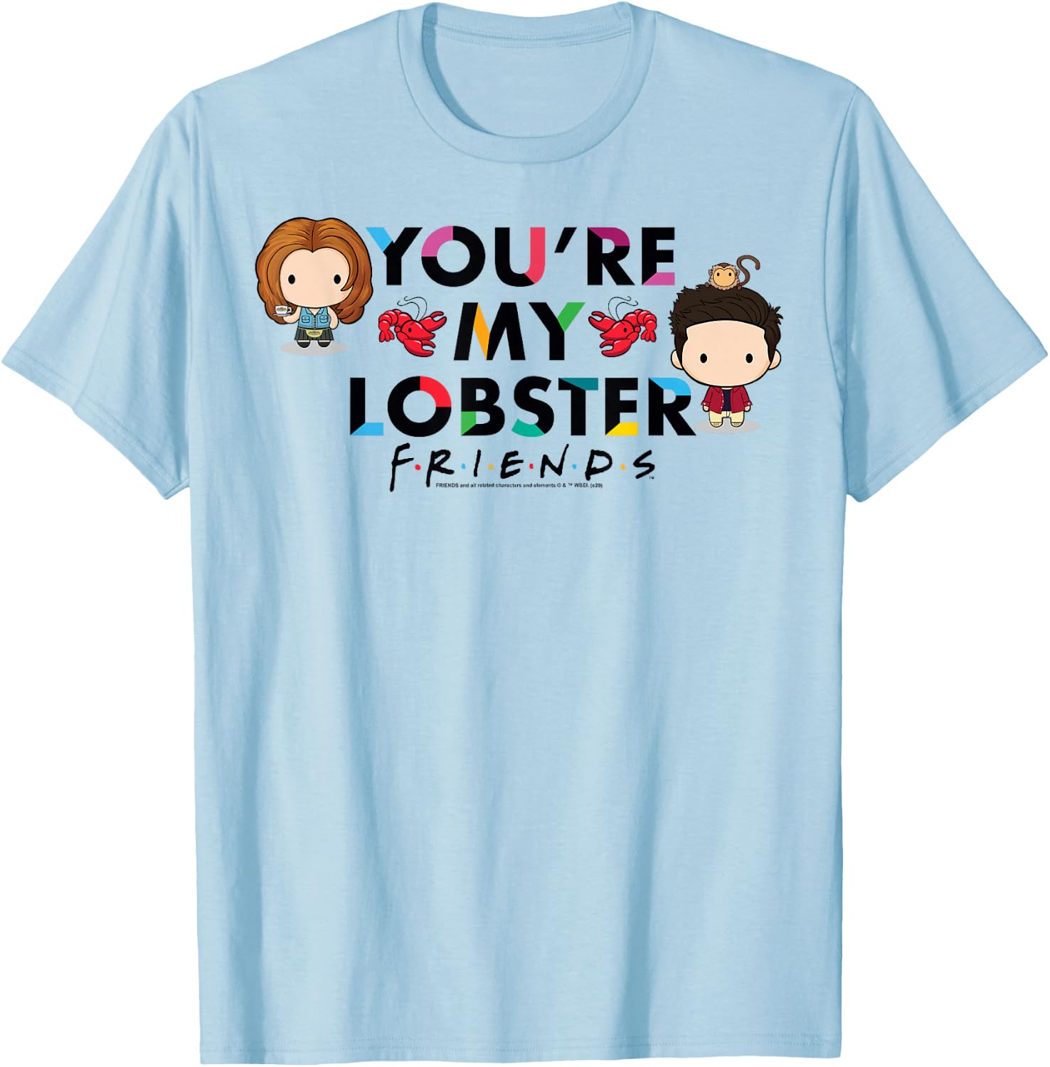 Friends Chibi Ross & Rachel You're My Lobster T-Shirt - T-Shirt | Light Blue