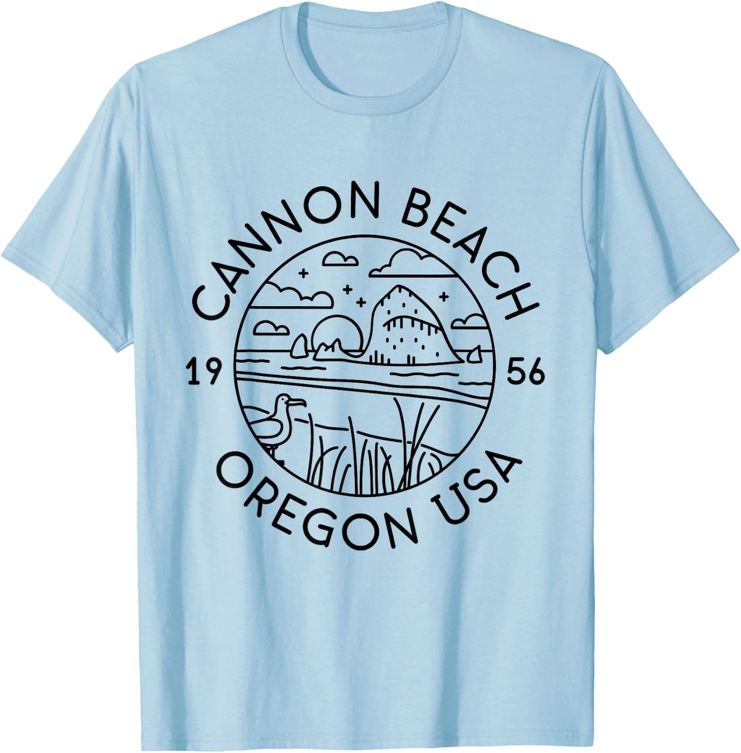 Cannon Beach 1956 Oregon Clatsop T-Shirt - T-Shirt | Light Blue