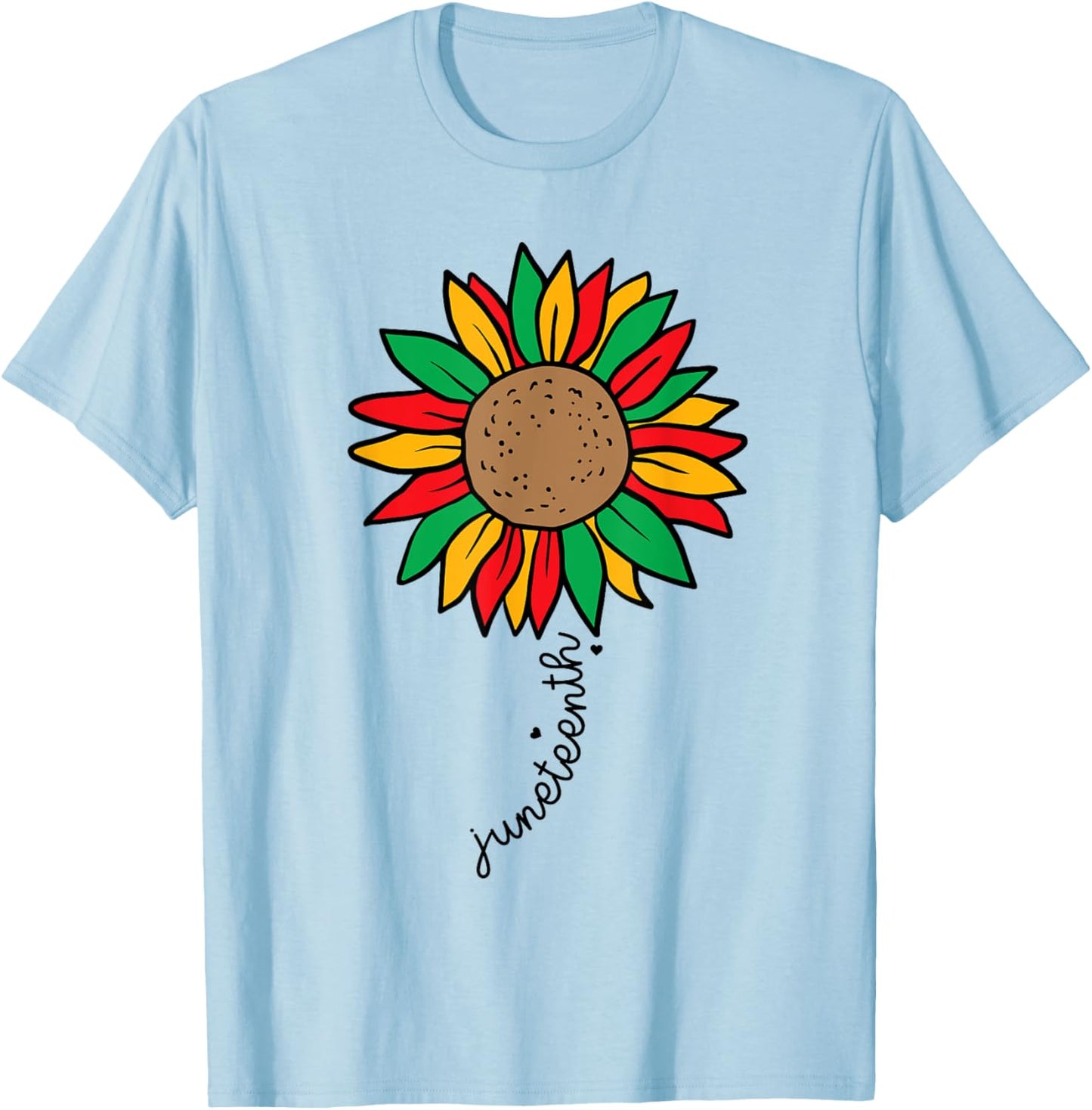 Juneteenth Colorful Sunflower Juneteenth Flower T-Shirt - T-Shirt | Light Blue