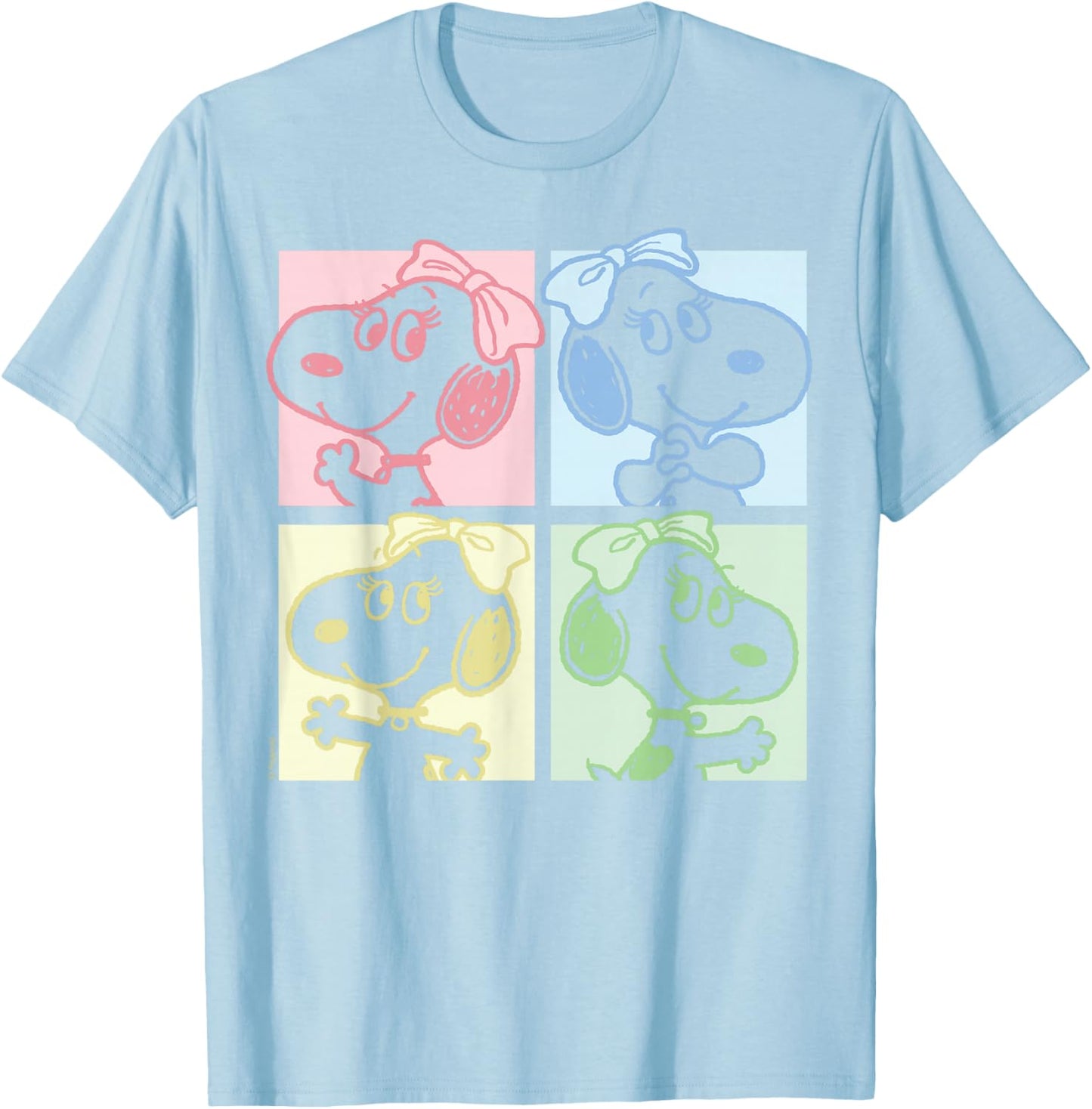 Peanuts - Belle Pastel Grid Snoopy's Sister T-Shirt - T-Shirt | Light Blue