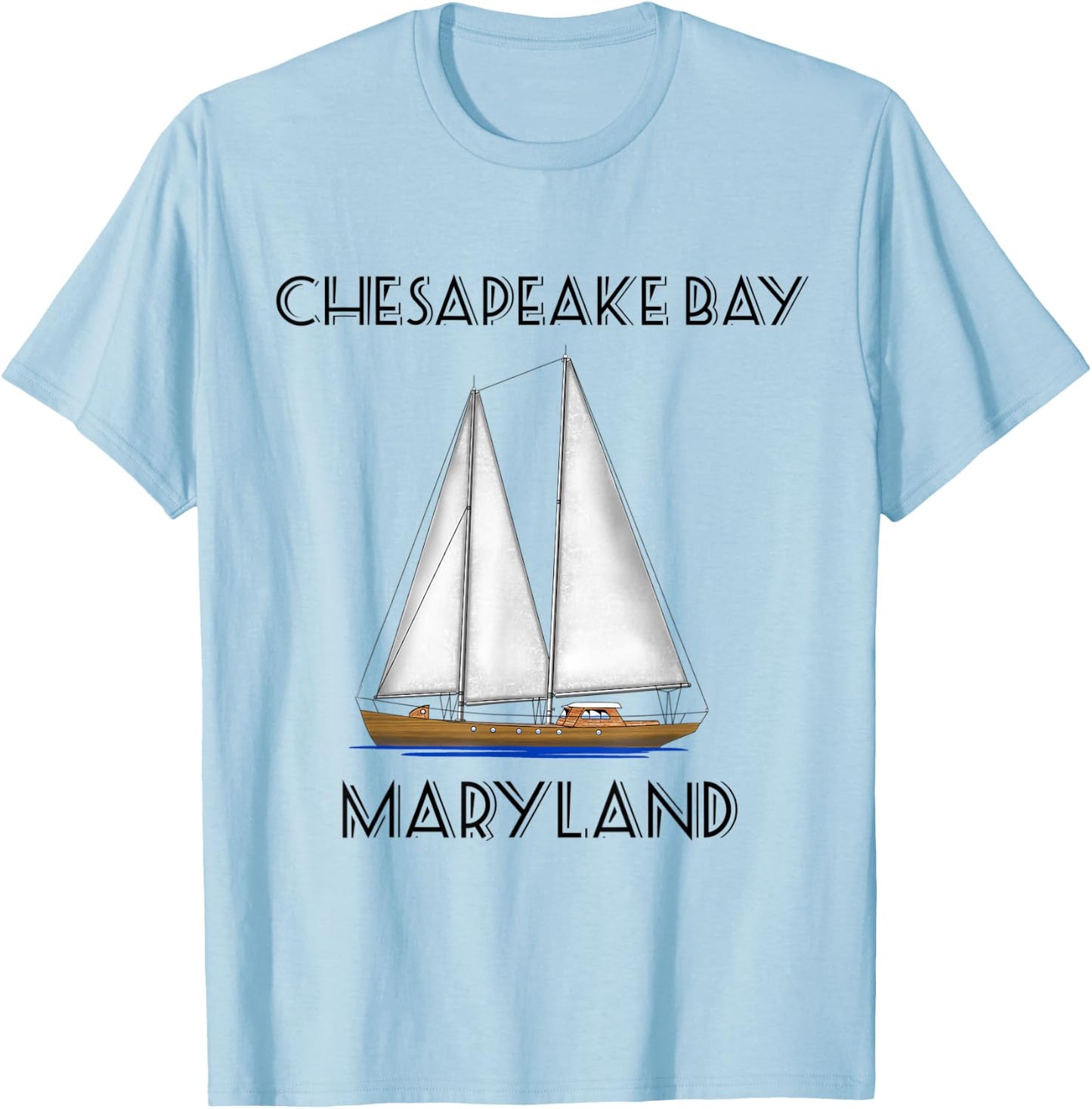 Sailboat Chesapeake Bay Maryland T-Shirt - T-Shirt | Light Blue