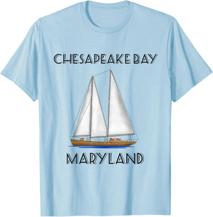 Sailboat Chesapeake Bay Maryland T-Shirt - T-Shirt | Light Blue