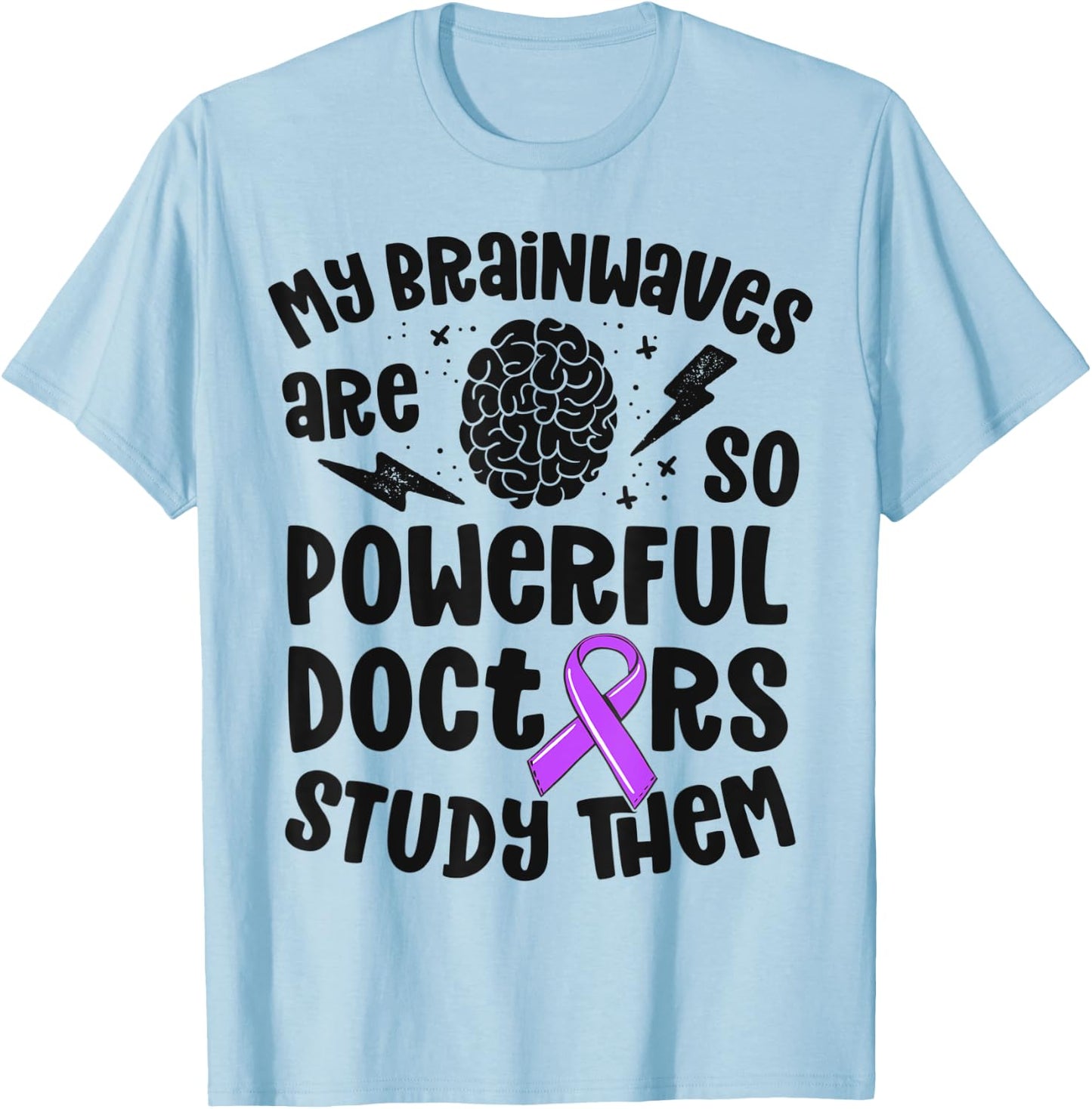 Kids Epilepsy Awareness Shirt Powerful Brainwaves Purple T-Shirt - T-Shirt | Light Blue