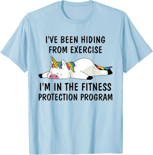 Funny Unicorn I've Been Hiding From Exercise T-Shirt - T-Shirt | Light Blue