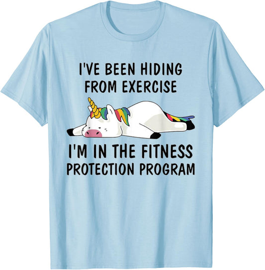 Funny Unicorn I've Been Hiding From Exercise T-Shirt - T-Shirt | Light Blue