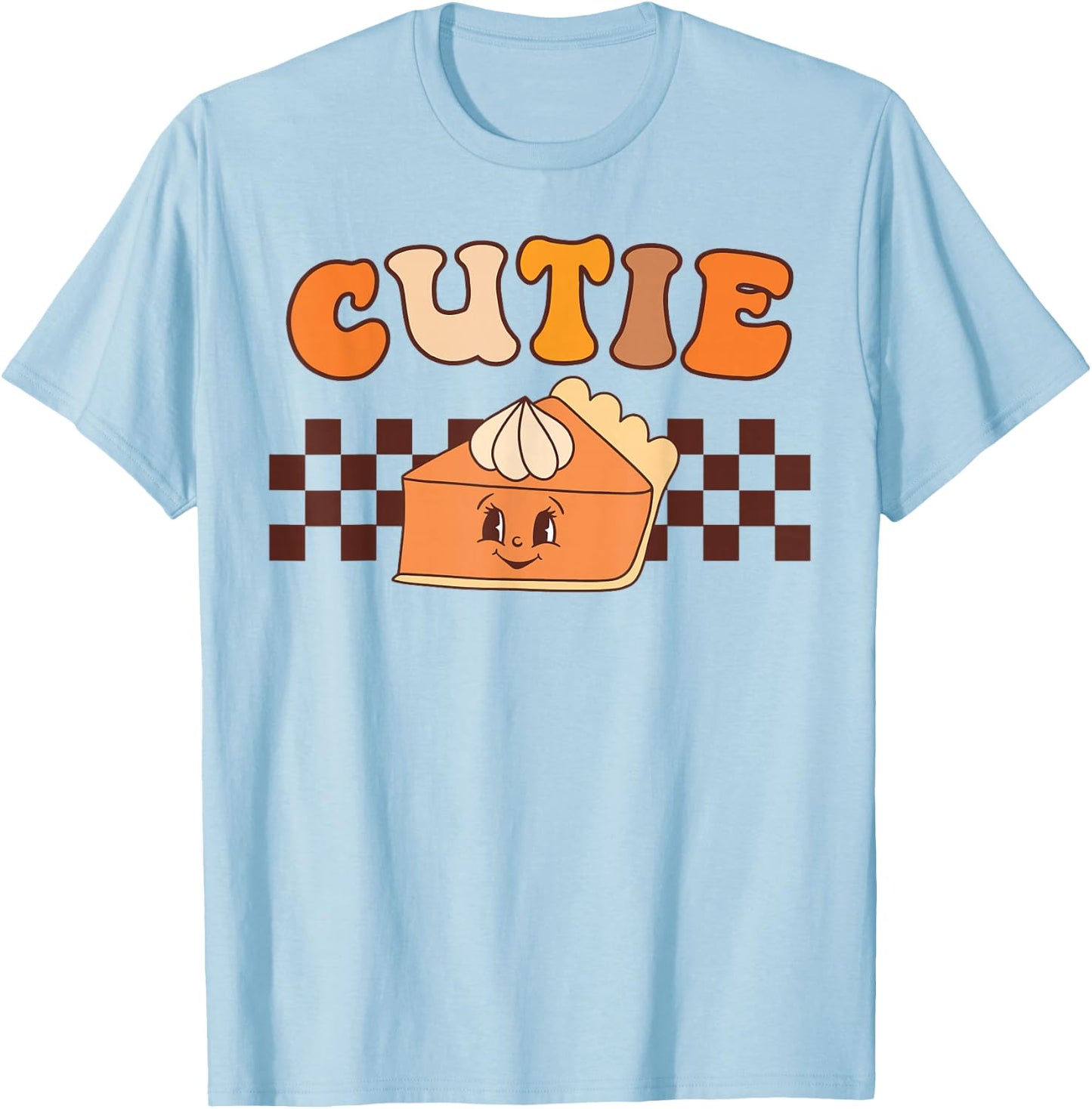 Retro Groovy Cutie Pie Thanksgiving Pumpkin Pie Costume T-Shirt - T-Shirt | Light Blue