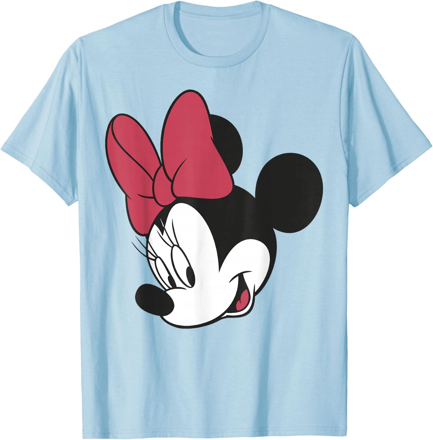 Disney Mickey And Friends Minnie Mouse Big Face T-Shirt - T-Shirt | Light Blue