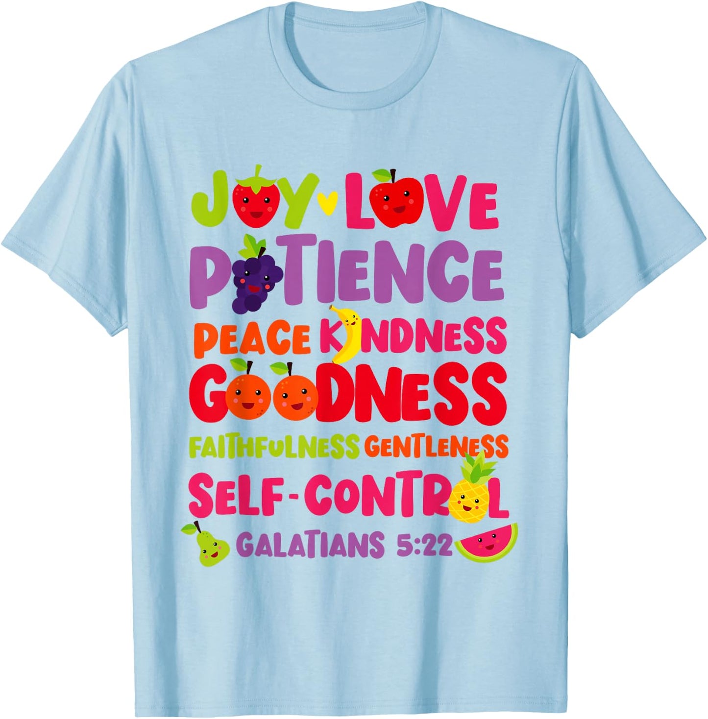 Christian Bible Verse Fruit Of The Spirit Galatians 5:22 T-Shirt - T-Shirt | Light Blue