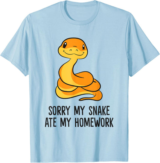 Snake Pet Son Daughter School Sorry My Snake Ate Homework T-Shirt - T-Shirt | Light Blue