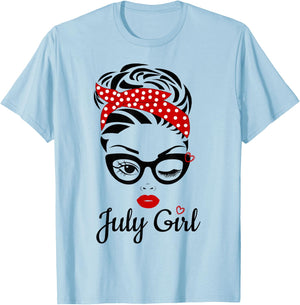 Women July Girl Birthday Girl Born July Birthday T-Shirt - T-Shirt | Light Blue