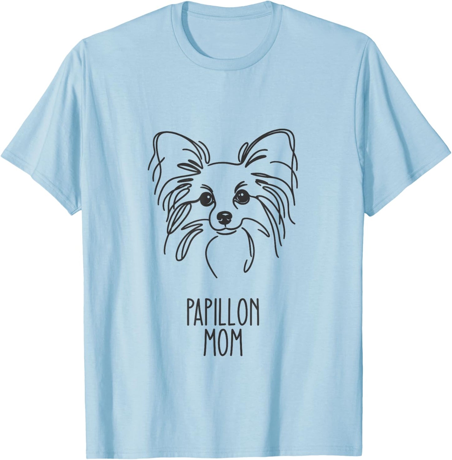 Line Art Best Dog Mom Women - Papillon T-Shirt - T-Shirt | Light Blue