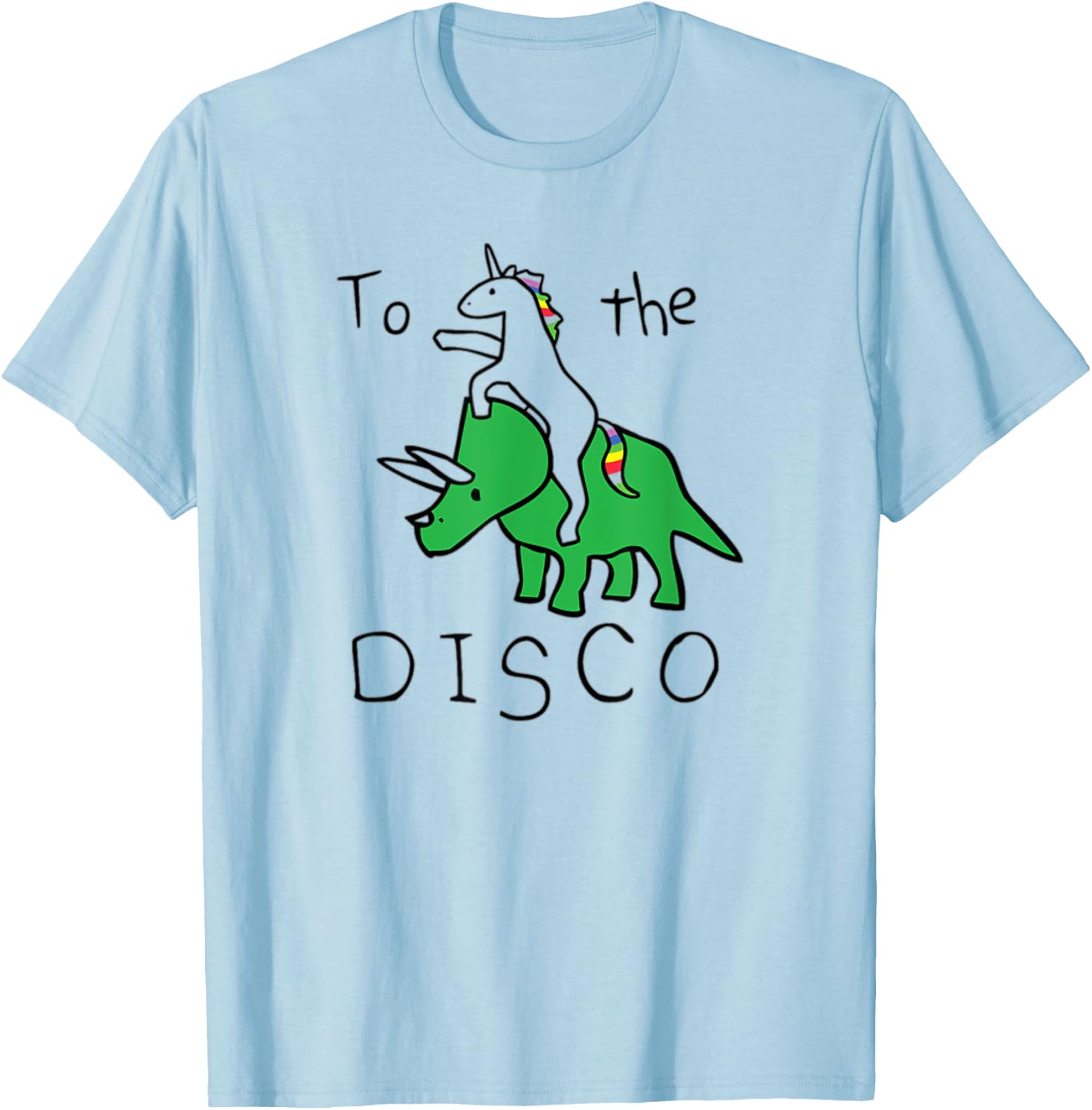 To The Disco Unicorn Riding Dinosaur T-Shirt - T-Shirt | Light Blue