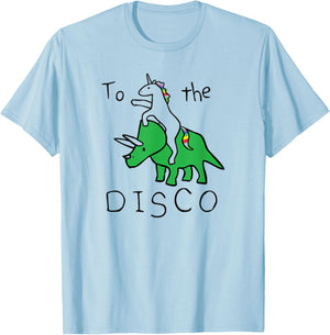 To The Disco Unicorn Riding Dinosaur T-Shirt - T-Shirt | Light Blue