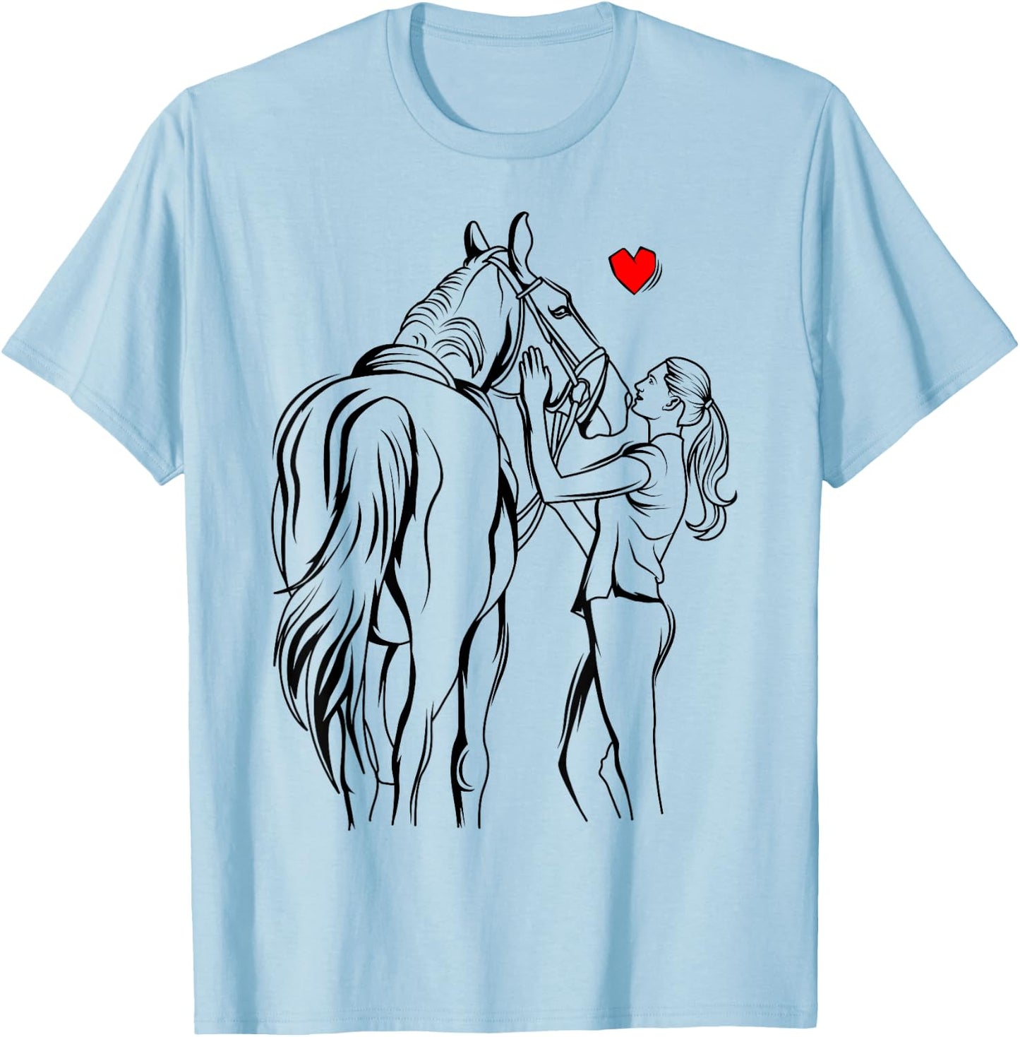 Horse Lover Girl Women Horseback Riding T-Shirt - T-Shirt | Light Blue