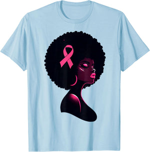 Breast Cancer Black African American Women Support Pink T-Shirt - T-Shirt | Light Blue