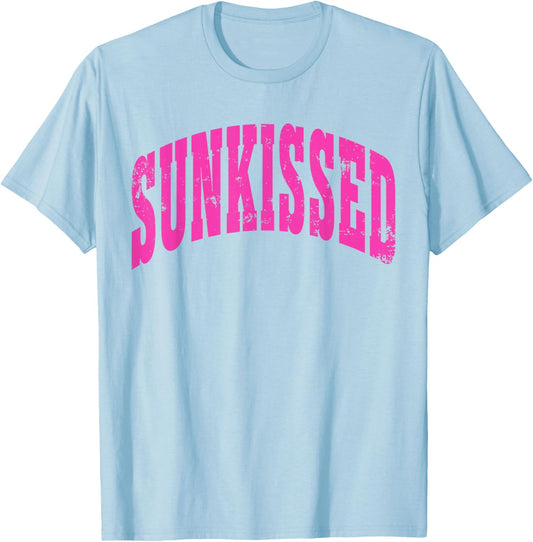 Sunkissed Ocean Life Coastal Summer Beach Girl Trendy Sunset T-Shirt - T-Shirt | Light Blue