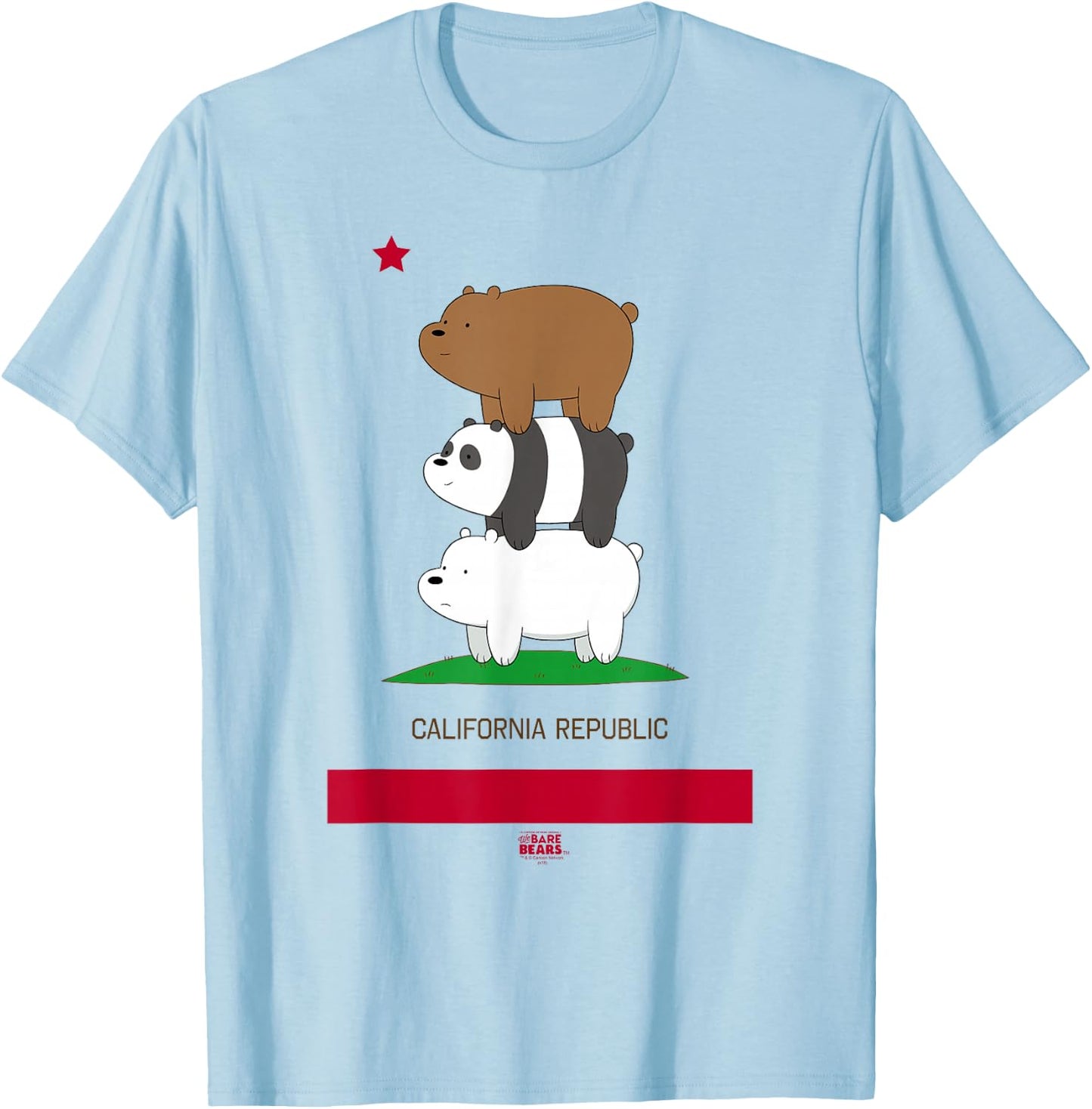 We Bare Bears California Flag T-Shirt - T-Shirt | Light Blue