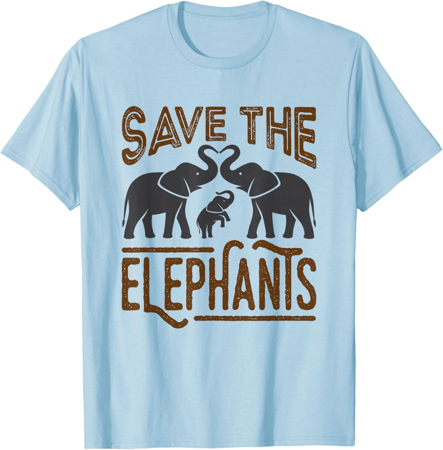 Save The Elephants Protect Wildlife Endangered Awareness T-Shirt - T-Shirt | Light Blue