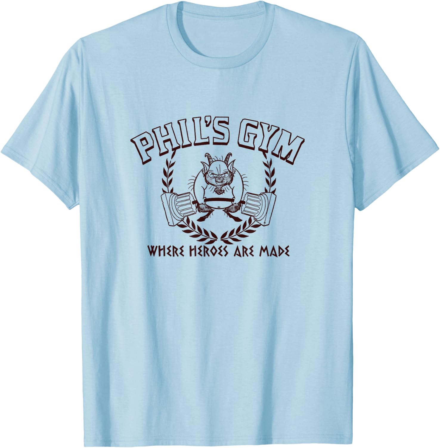 Disney Hercules Phil's Gym Where Heroes Are Made Big Poster T-Shirt - T-Shirt | Light Blue