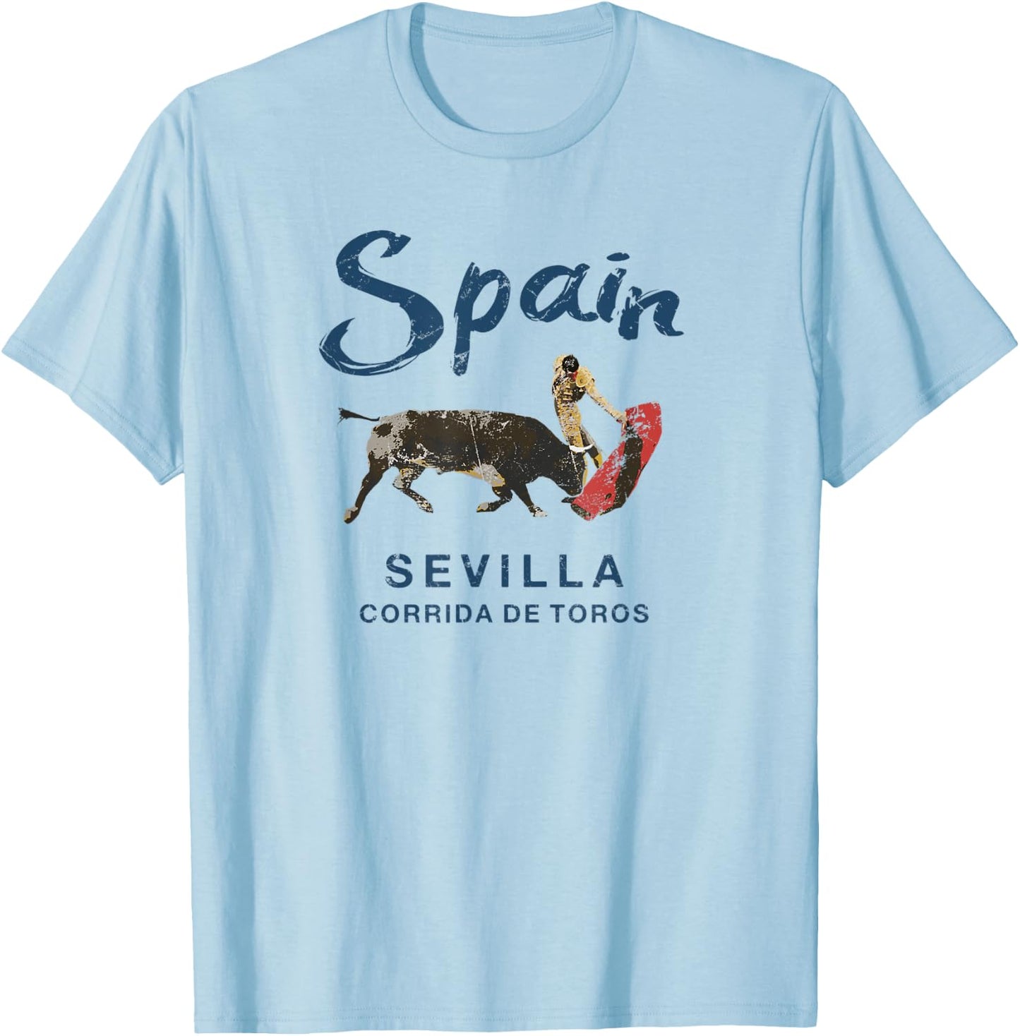 Seville Spain Bullfighting Vintage T-Shirt - T-Shirt | Light Blue