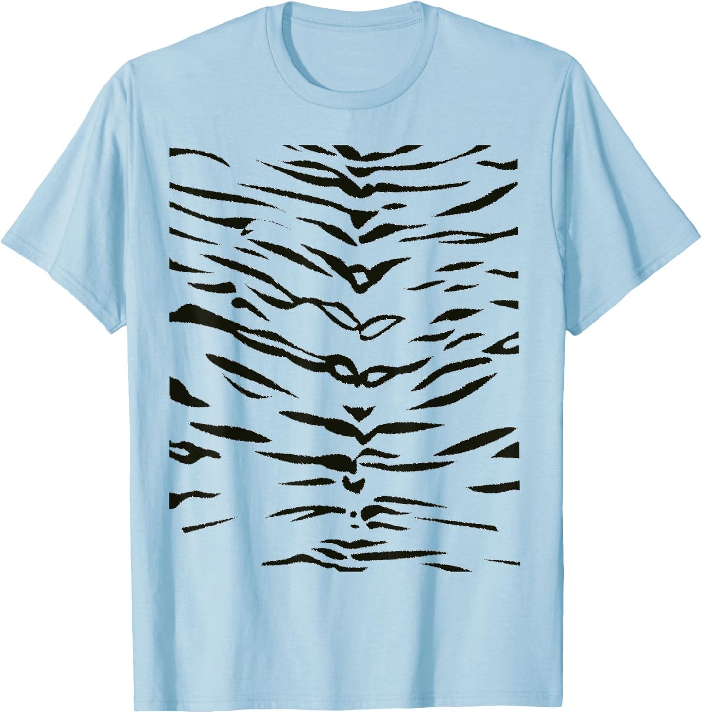 Tiger Print Stripes Animal Cute Easy Halloween Costume T-Shirt - T-Shirt | Light Blue