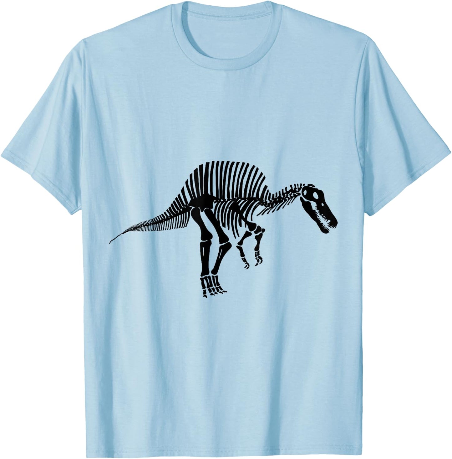 Spinosaurus Dinosaur Fossil Skeleton (Black Logo Design) T-Shirt - T-Shirt | Light Blue