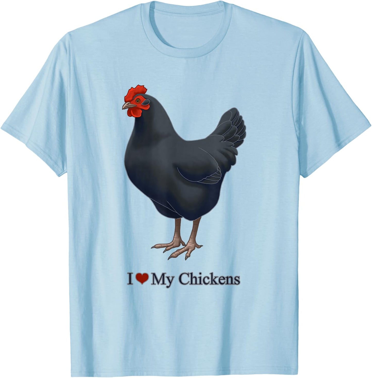 I Heart (Love) My Black Australorp Chicken Hen T-Shirt - T-Shirt | Light Blue